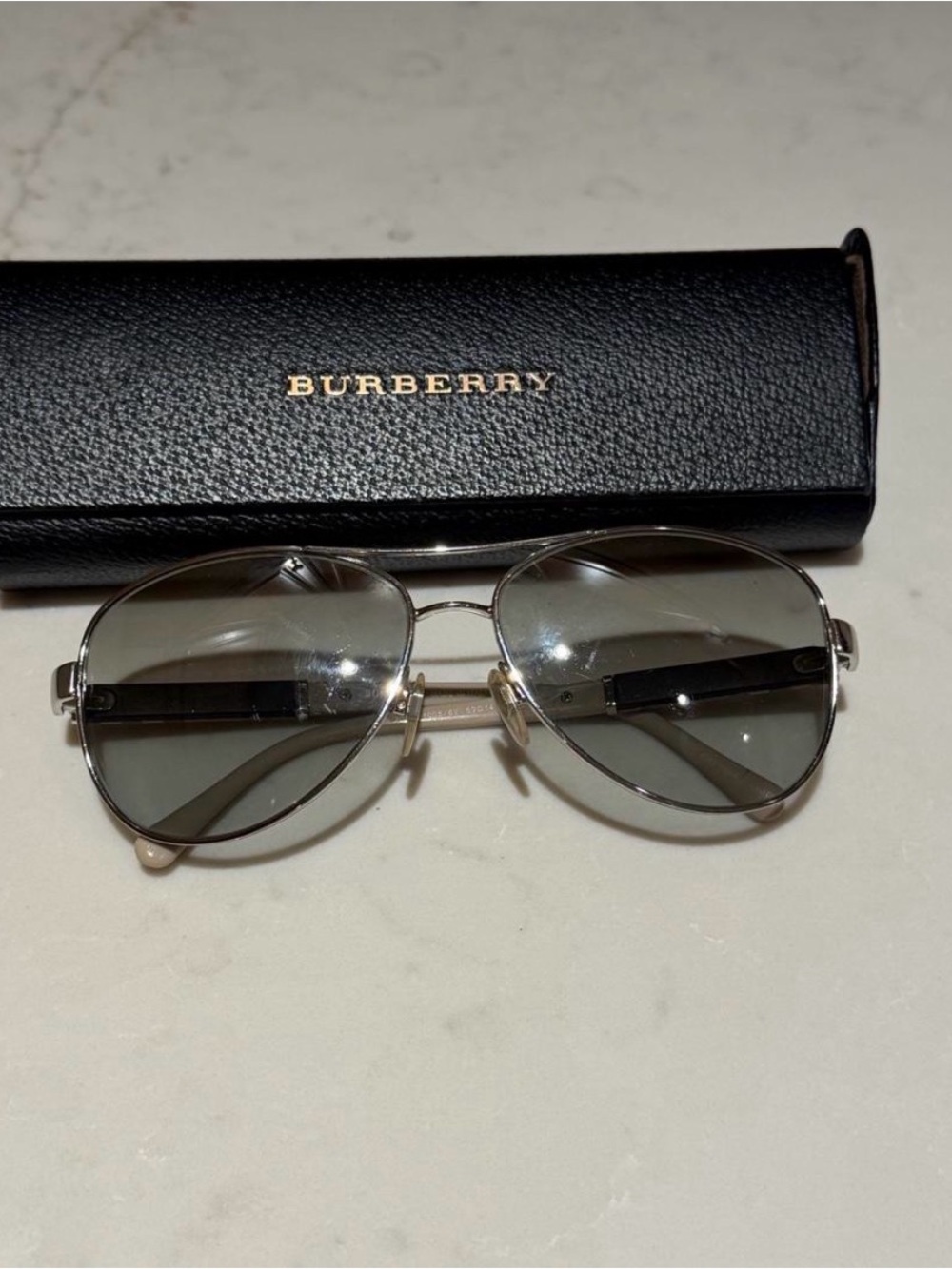 Burberry Silver Frame Sunglasses with Gray Lenses